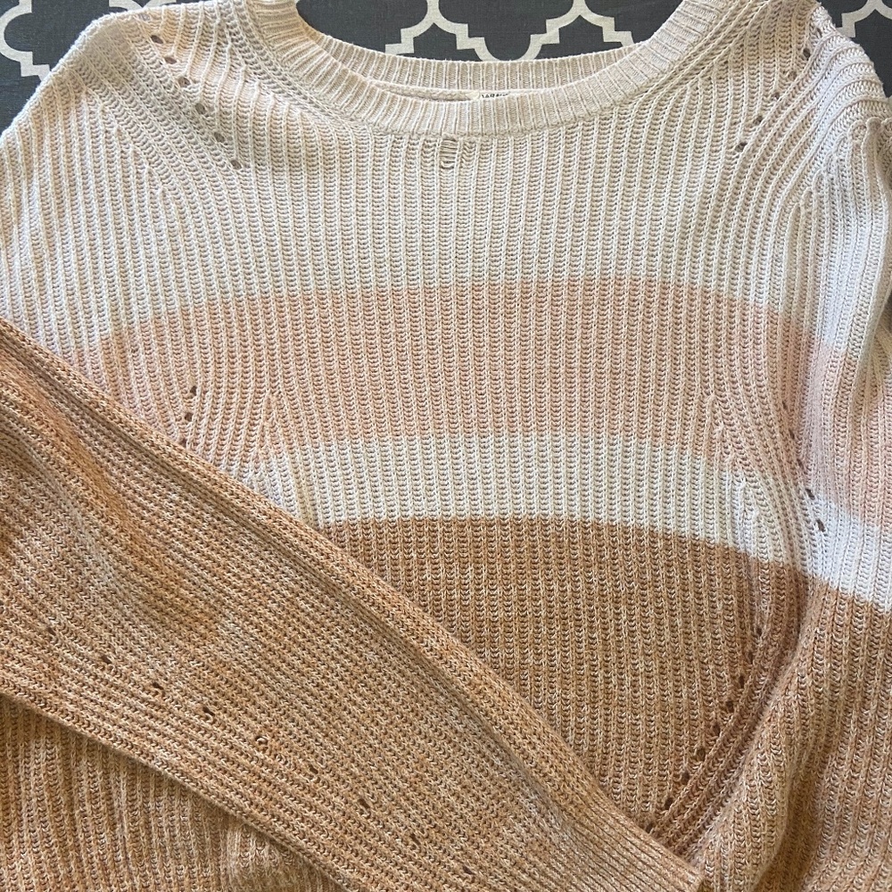 Pink, Tan, White Sweater
